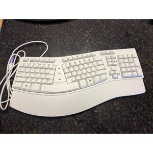 MICROSOFT Natural Ergonomic Wired Keyboard White 4000 KU-0045 W/ Lift TESTED